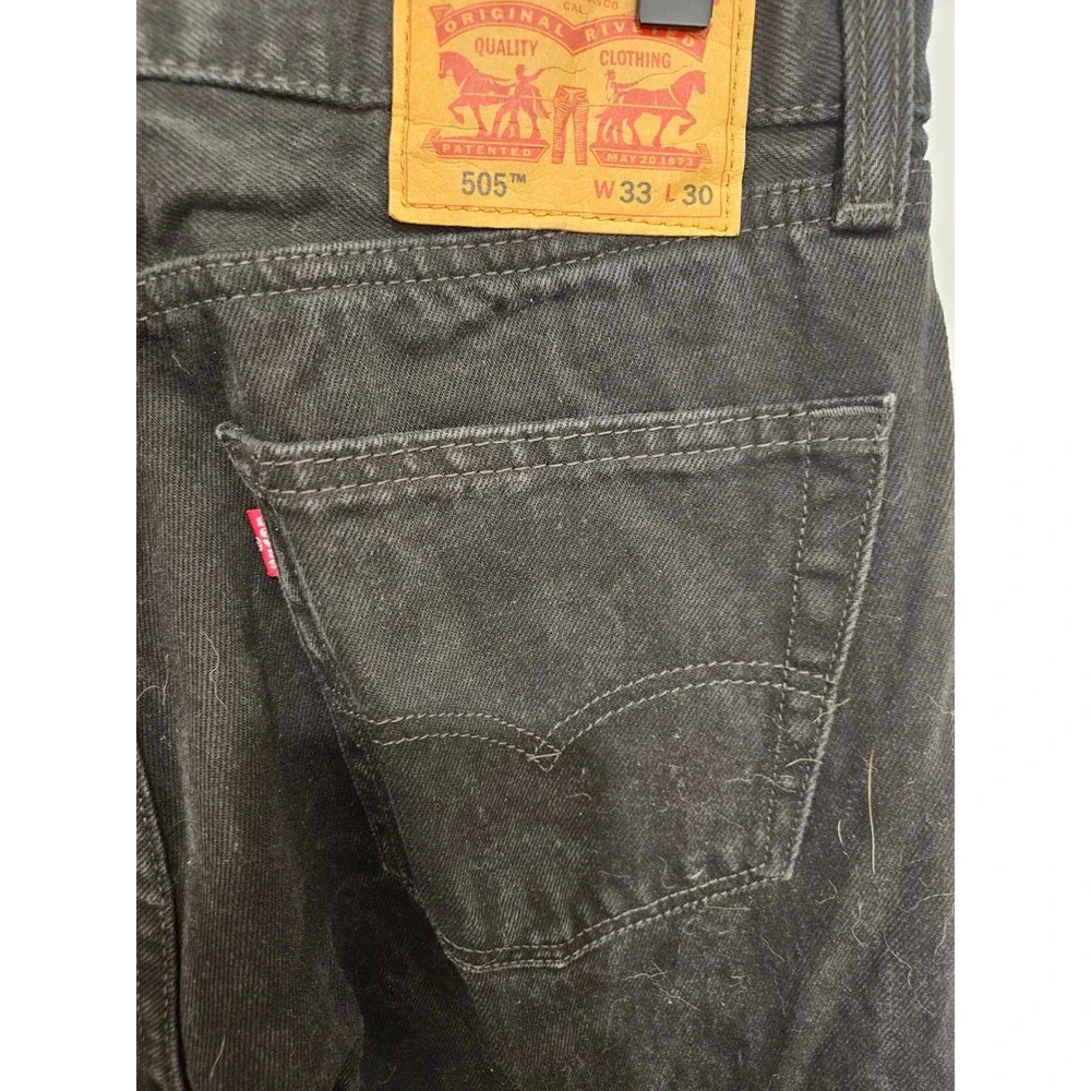 Levis 505 Regular Fit‎ Straight Leg Black Denim Jeans Mens W33 L30